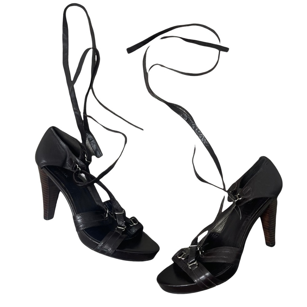 Rudsak Brown Leather Strappy Lace Heels Size 38 Pre-Owned